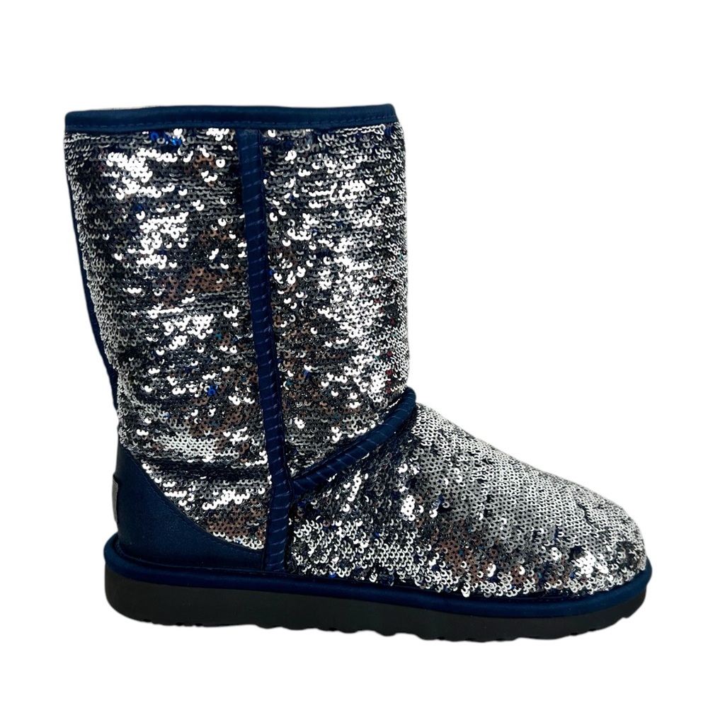 UGG Australia Classic Blue/Silver Sequin Textile Boot 1002765 Womens Size US 5
